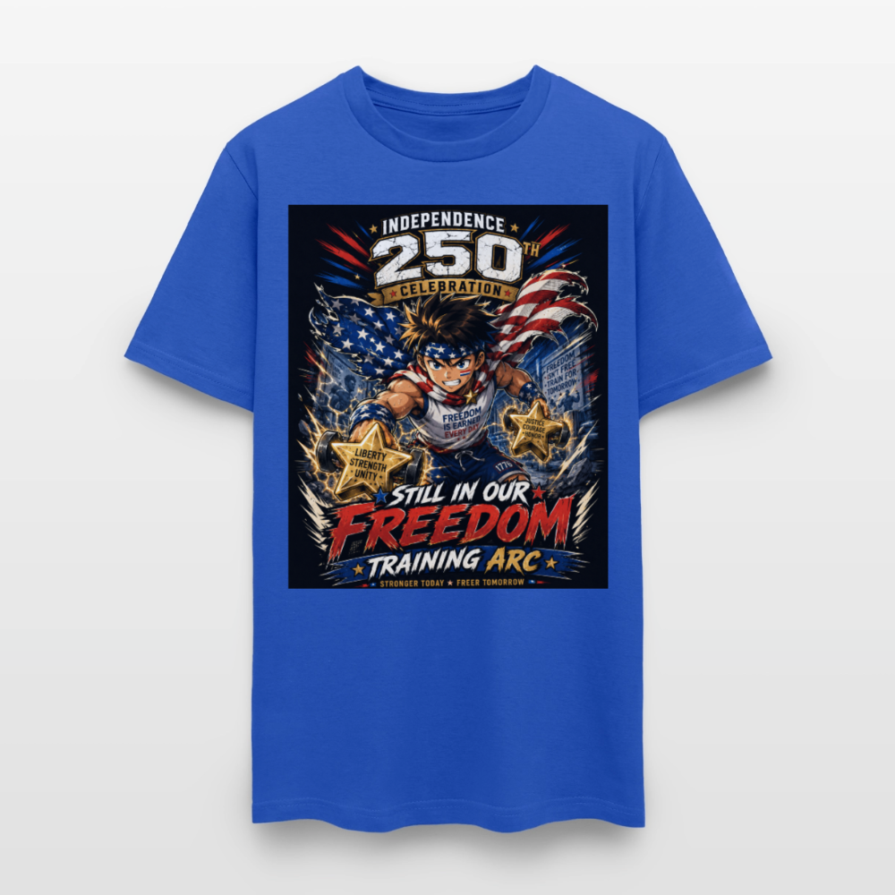 Patriotic T Shirt for July 4th Fans: Anime Hero Graphic - royal blue