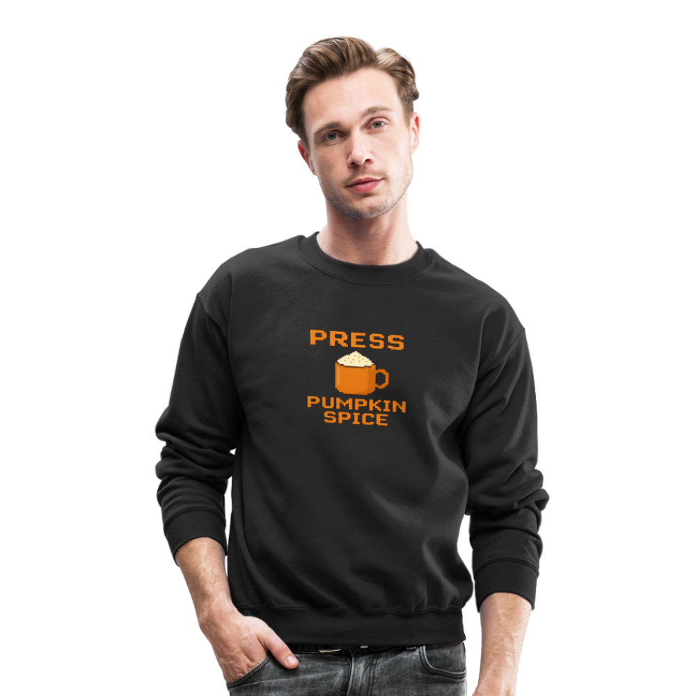 Press Pumpkin Spice Funny Gamer Meme Crewneck Sweatshirt - black