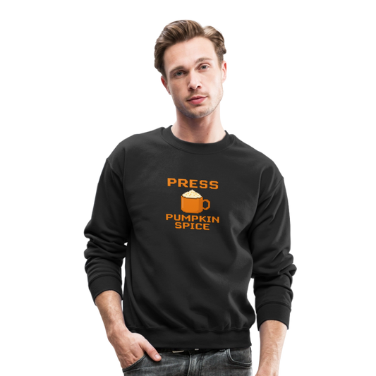 Press Pumpkin Spice Funny Gamer Meme Crewneck Sweatshirt - black