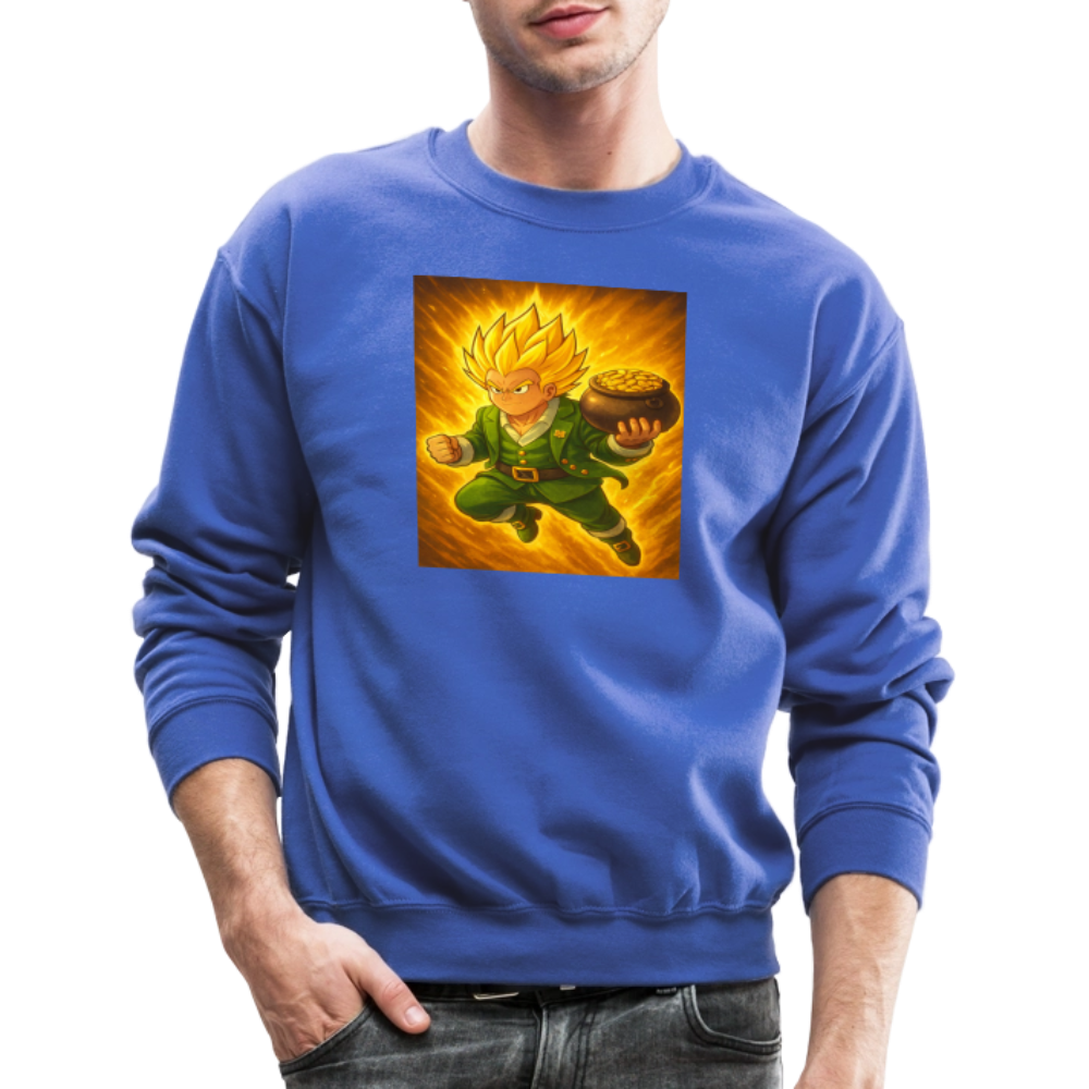 Leprechaun Anime Power Up Warrior Crewneck Sweatshirt - royal blue