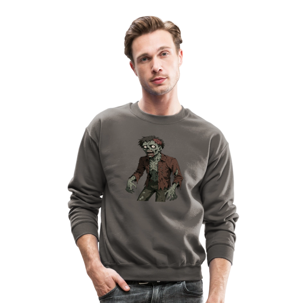 Creepy Zombie Horror Art Crewneck Sweatshirt - asphalt gray