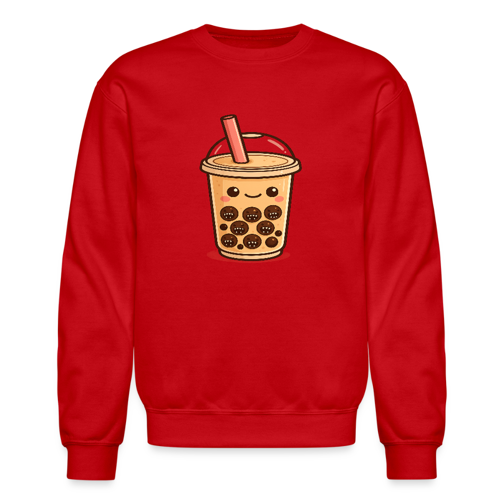 Kawaii Bubble Tea Monster Meme Crewneck Sweatshirt - red