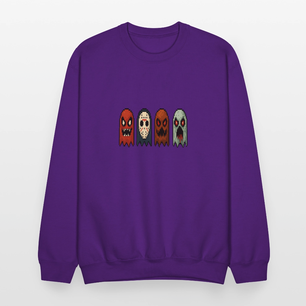 Pixel Horror Ghosts Retro Gaming Art Crewneck Sweatshirt - purple