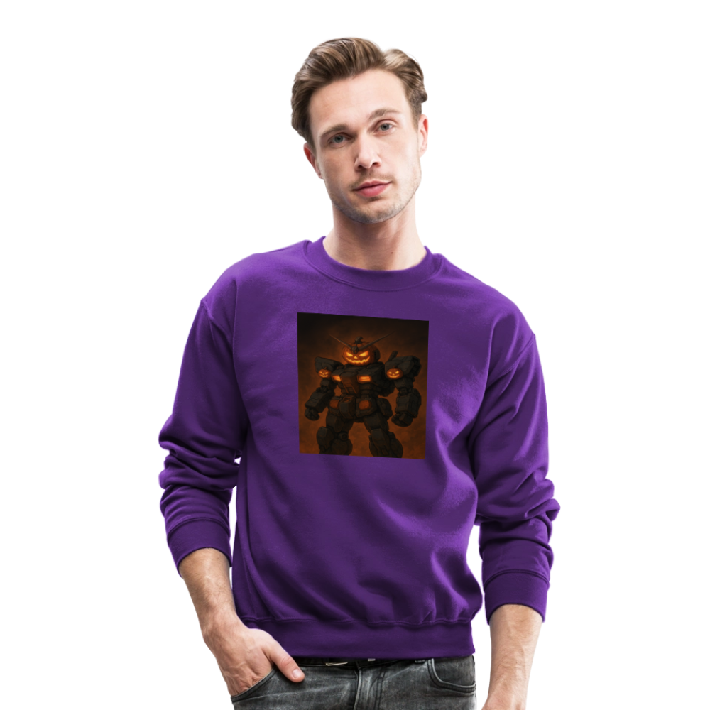 Pumpkin Mech Halloween Robot Crewneck Sweatshirt - purple