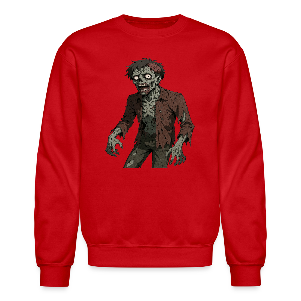 Creepy Zombie Horror Art Crewneck Sweatshirt - red