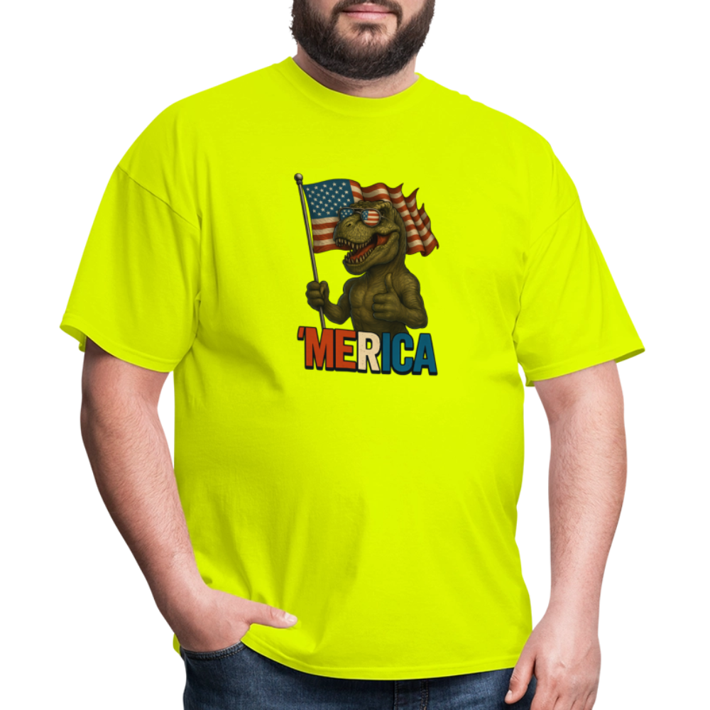 Thumbs Up Merica T Rex 4th of July Funny and Patriotic Unisex Classic T-Shirt - safety green