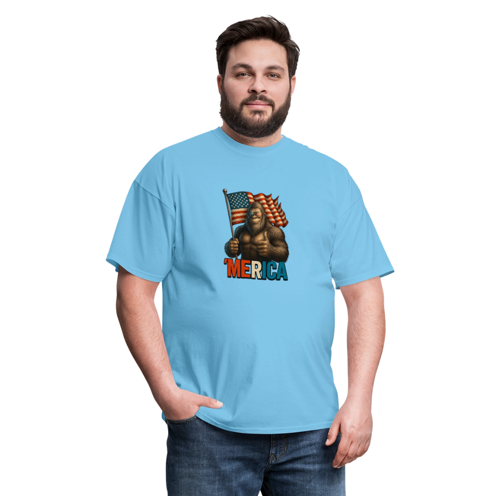 Thumbs Up Merica Big Foot 4th of July Funny and Patriotic Unisex Classic T-Shirt - aquatic blue
