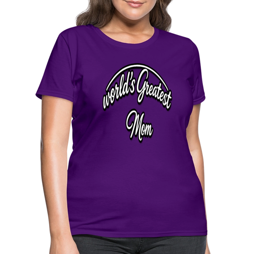 World's Greatest Mom Script Quote Women's T-Shirt - purple