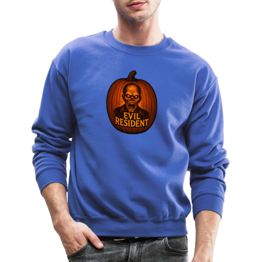 Evil Resident Zombie Pumpkin Halloween Art Crewneck Sweatshirt - royal blue