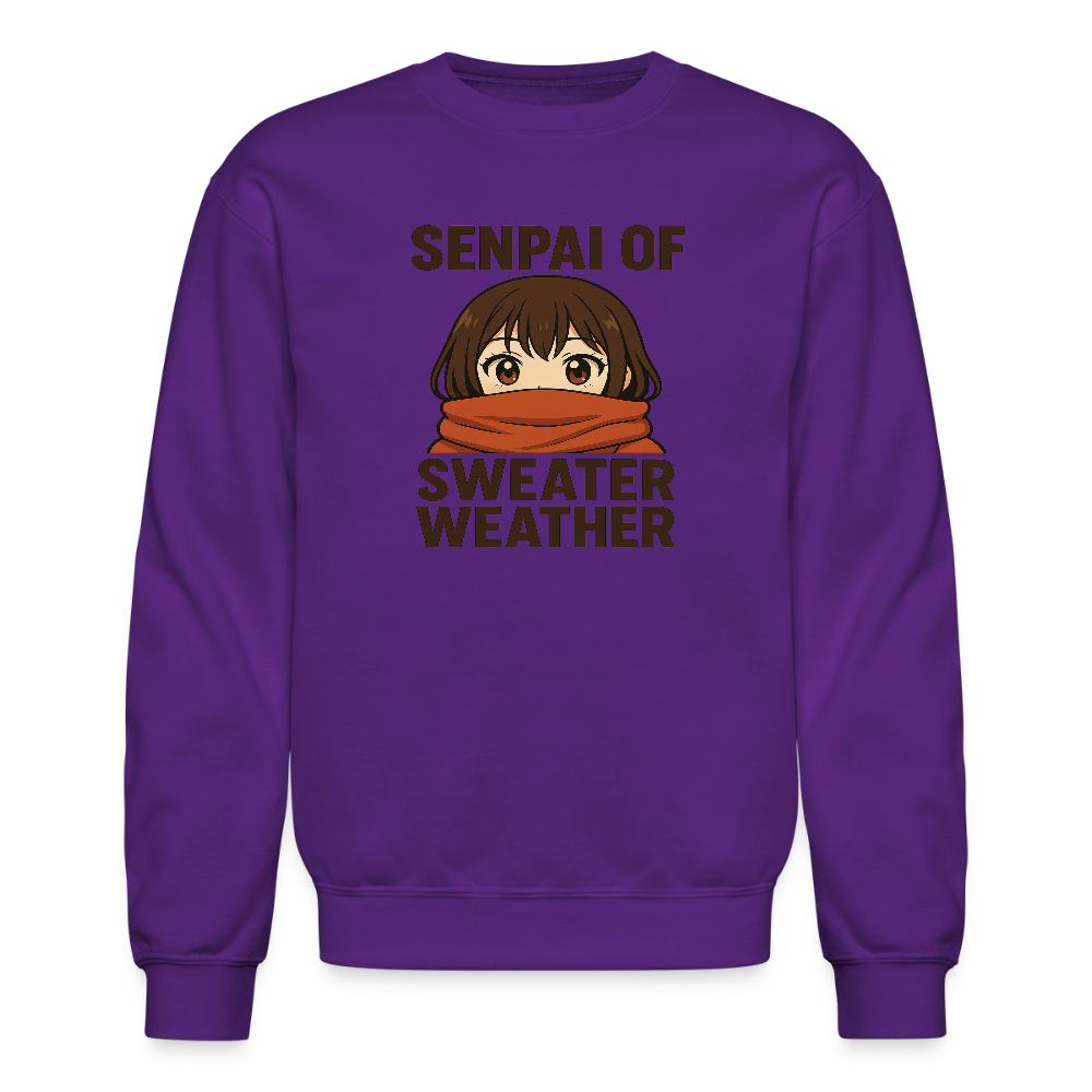 Senpai of Sweater Weather Anime Meme Crewneck Sweatshirt - purple