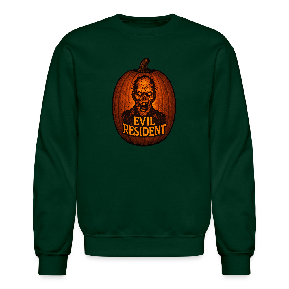 Evil Resident Zombie Pumpkin Halloween Art Crewneck Sweatshirt - forest green