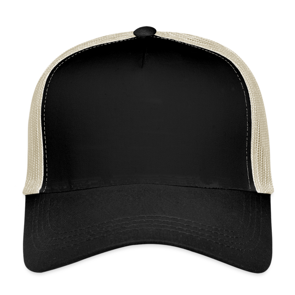 Customizable Trucker Cap ADD YOUR OWN PHOTO, IMAGES, DESIGNS, QUOTES AND MORE - black/oyster