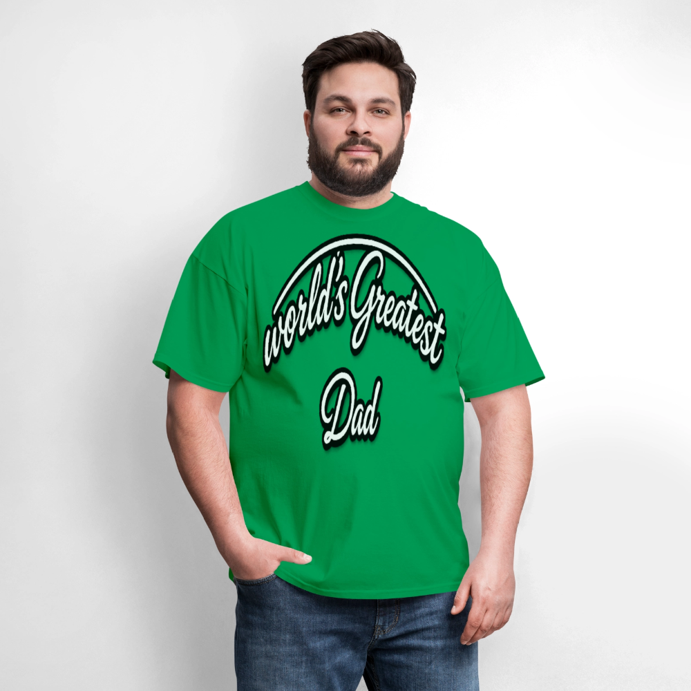 Dad Appreciation T Shirt: Worlds Greatest Dad Script - bright green