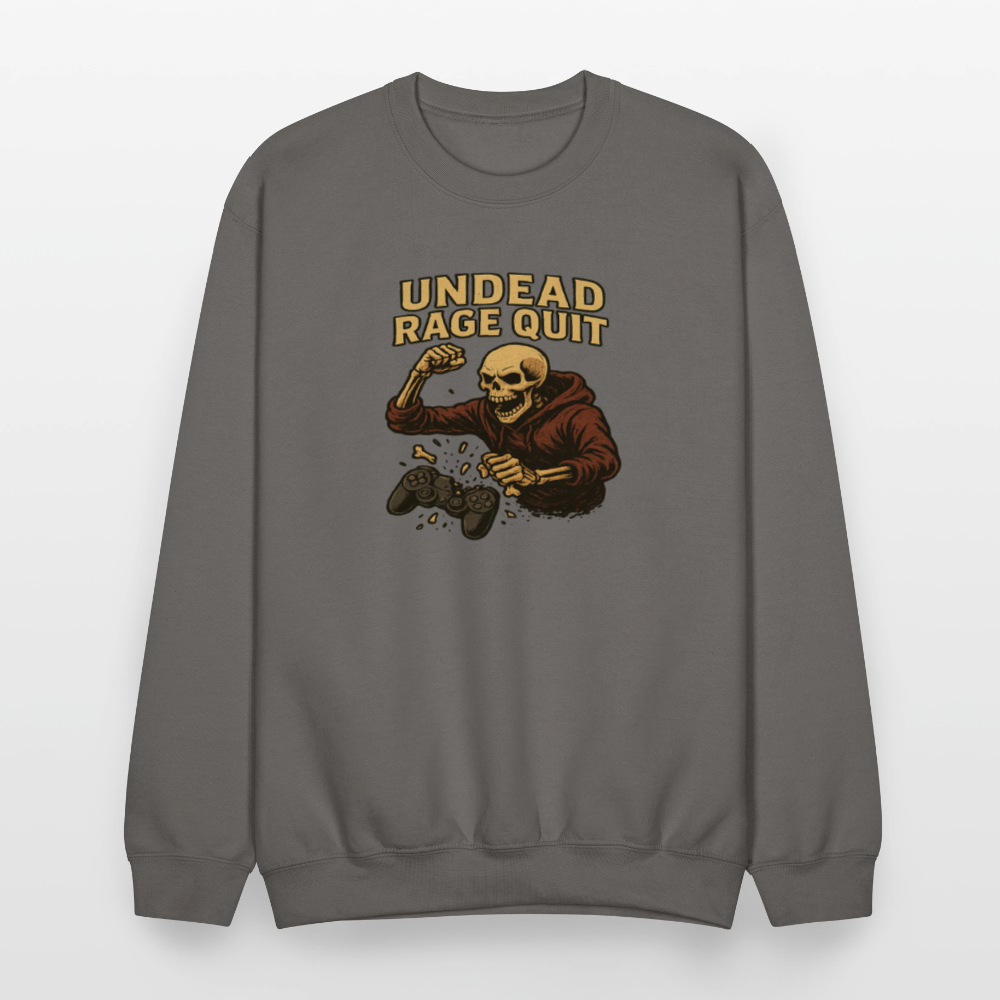 Undead Rage Quit Gamer Meme Crewneck Sweatshirt - asphalt gray