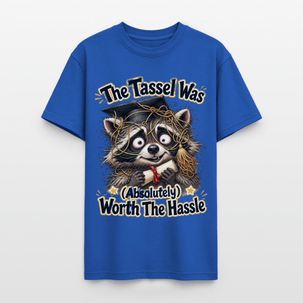 Funny Raccoon Graduation Design, Tassel Worth the Hassle Graduate Gift, Cute Animal Commencement Humor for Seniors & Students Gildan Ultra Cotton Adult T-Shirt - royal blue