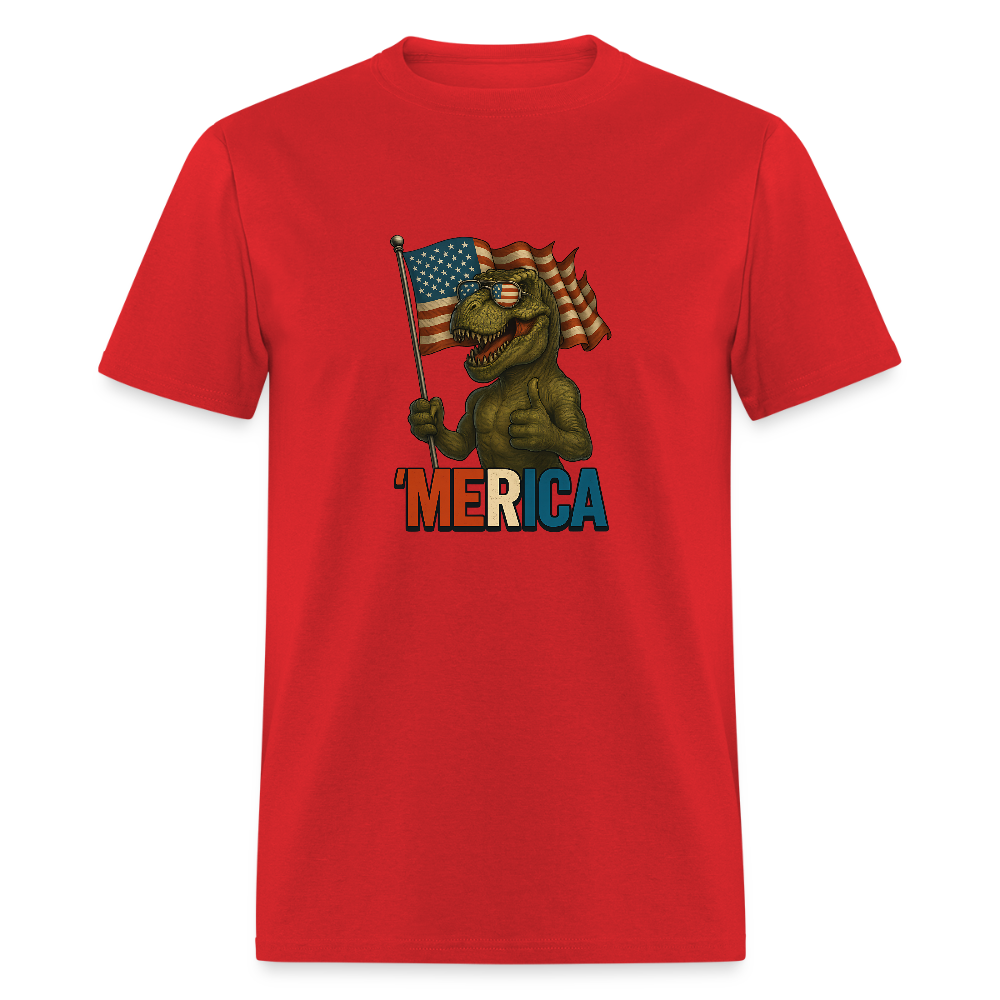 Thumbs Up Merica T Rex 4th of July Funny and Patriotic Unisex Classic T-Shirt - red