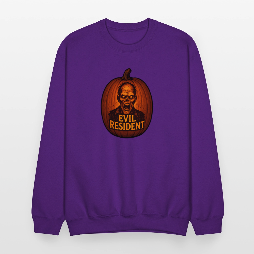 Evil Resident Zombie Pumpkin Halloween Art Crewneck Sweatshirt - purple