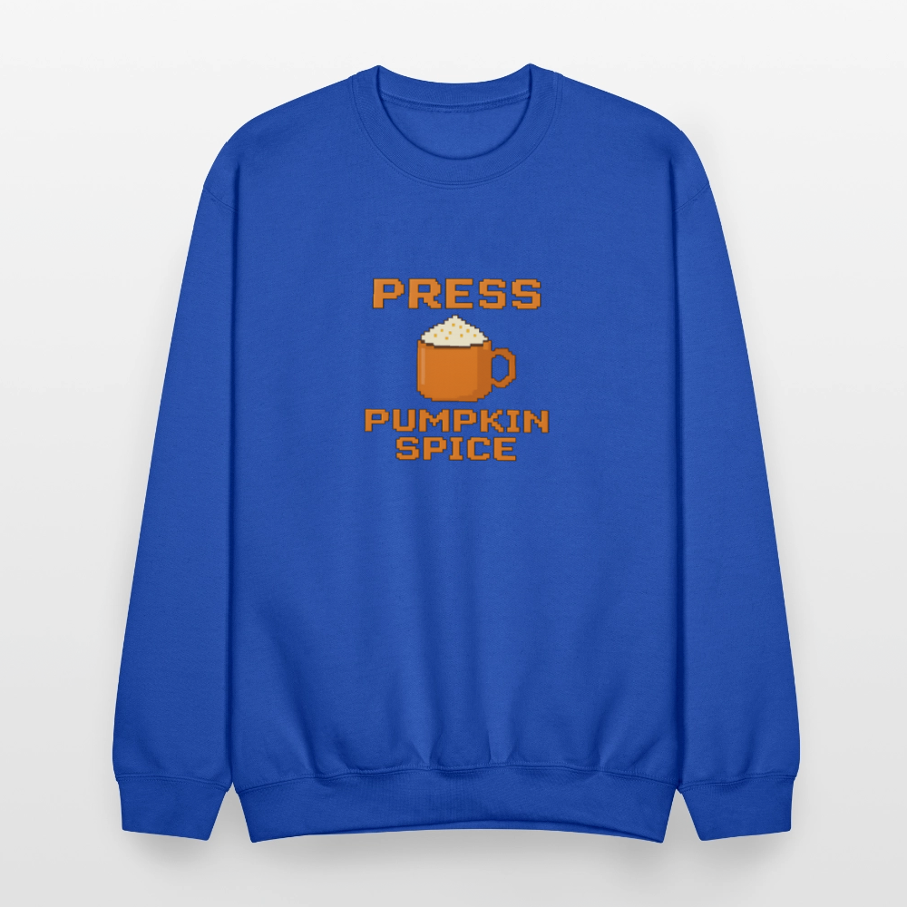 Press Pumpkin Spice Funny Gamer Meme Crewneck Sweatshirt - royal blue