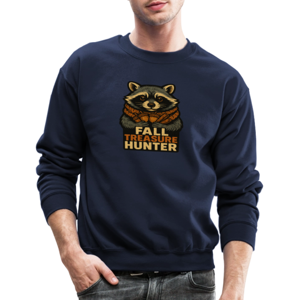 Raccoon Fall Treasure Hunter Crewneck Sweatshirt - navy