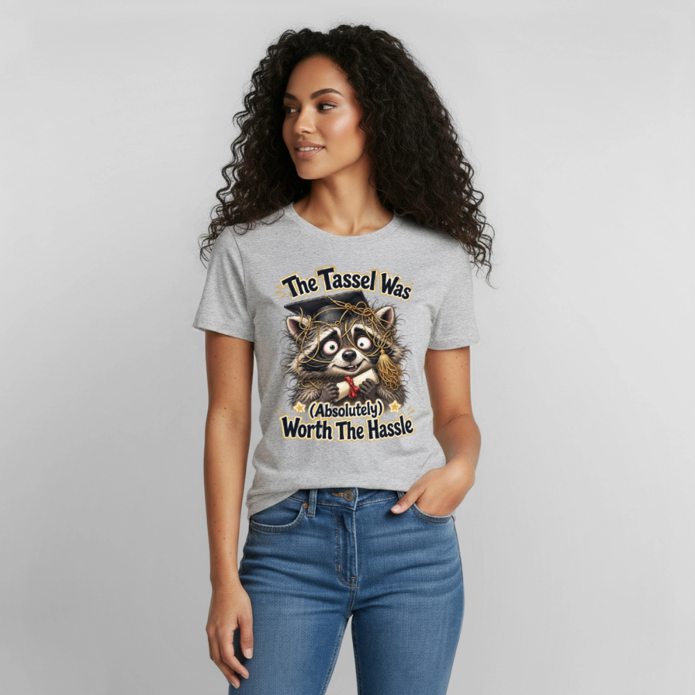Funny Raccoon Graduation Design, Tassel Worth the Hassle Graduate Gift, Cute Animal Commencement Humor for Seniors & Students Gildan Ultra Cotton Adult T-Shirt - heather gray