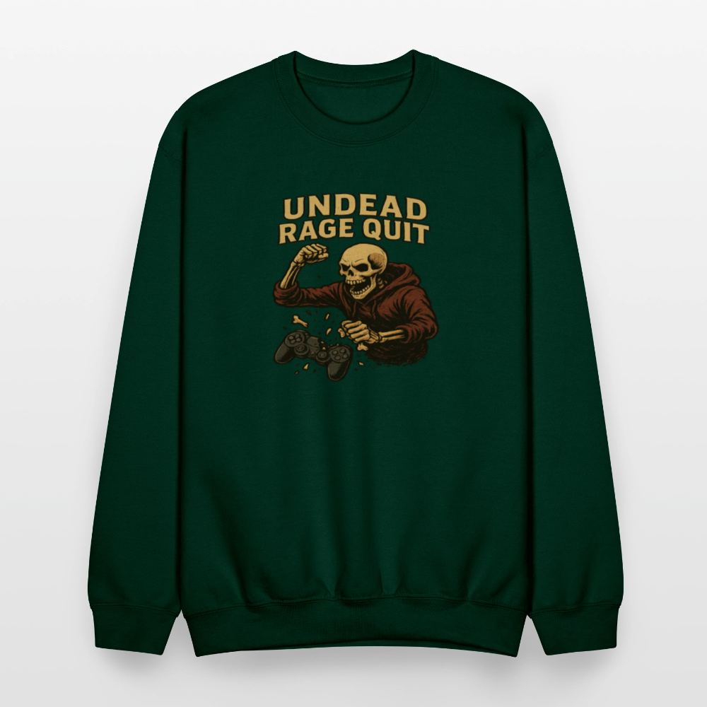 Undead Rage Quit Gamer Meme Crewneck Sweatshirt - forest green