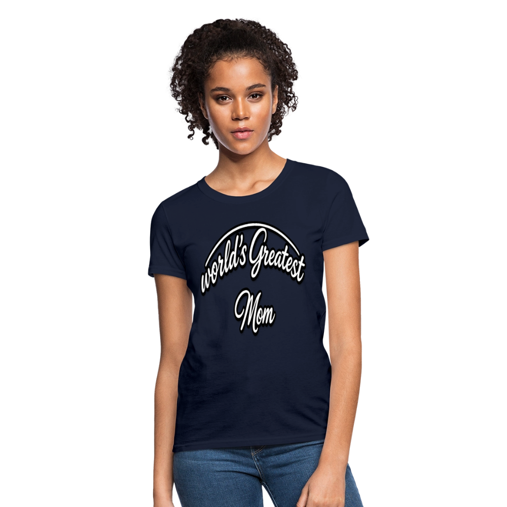 World's Greatest Mom Script Quote Women's T-Shirt - navy