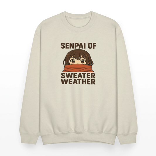 Senpai of Sweater Weather Anime Meme Crewneck Sweatshirt - Sand