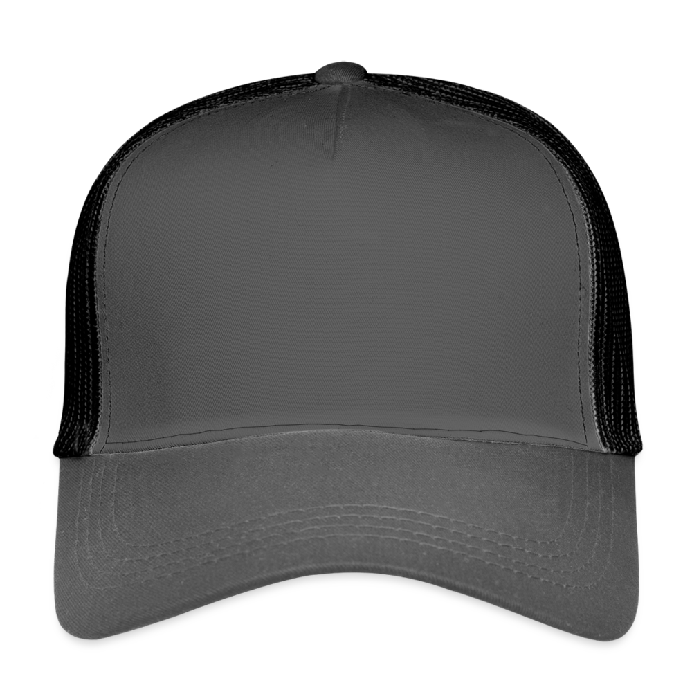 Customizable Trucker Cap ADD YOUR OWN PHOTO, IMAGES, DESIGNS, QUOTES AND MORE - smoke grey/black