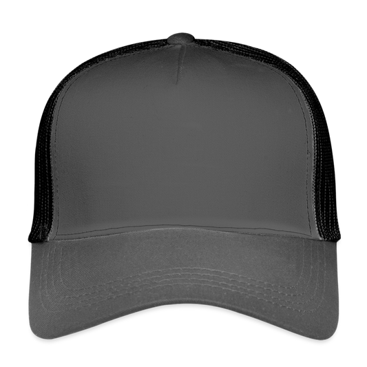 Customizable Trucker Cap ADD YOUR OWN PHOTO, IMAGES, DESIGNS, QUOTES AND MORE - smoke grey/black
