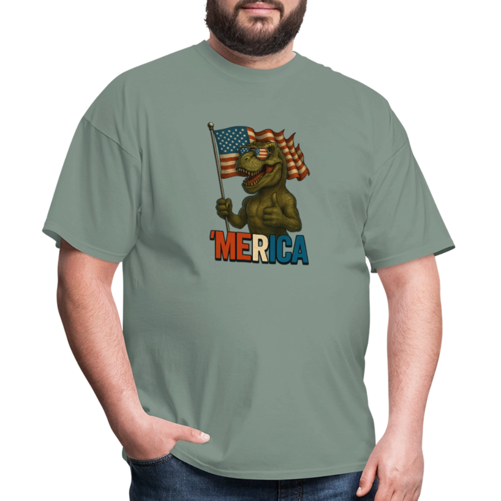 Thumbs Up Merica T Rex 4th of July Funny and Patriotic Unisex Classic T-Shirt - sage
