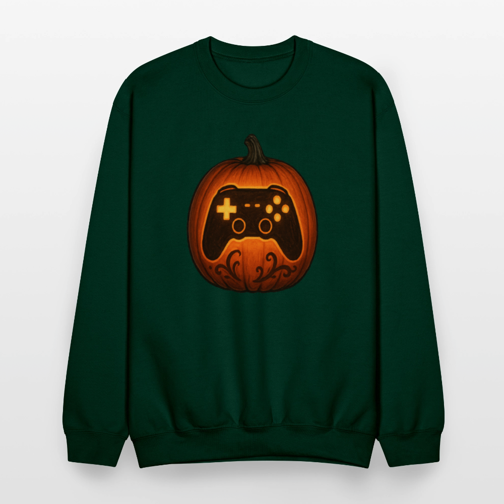 Gaming Controller Jack O Lantern Art Crewneck Sweatshirt - forest green