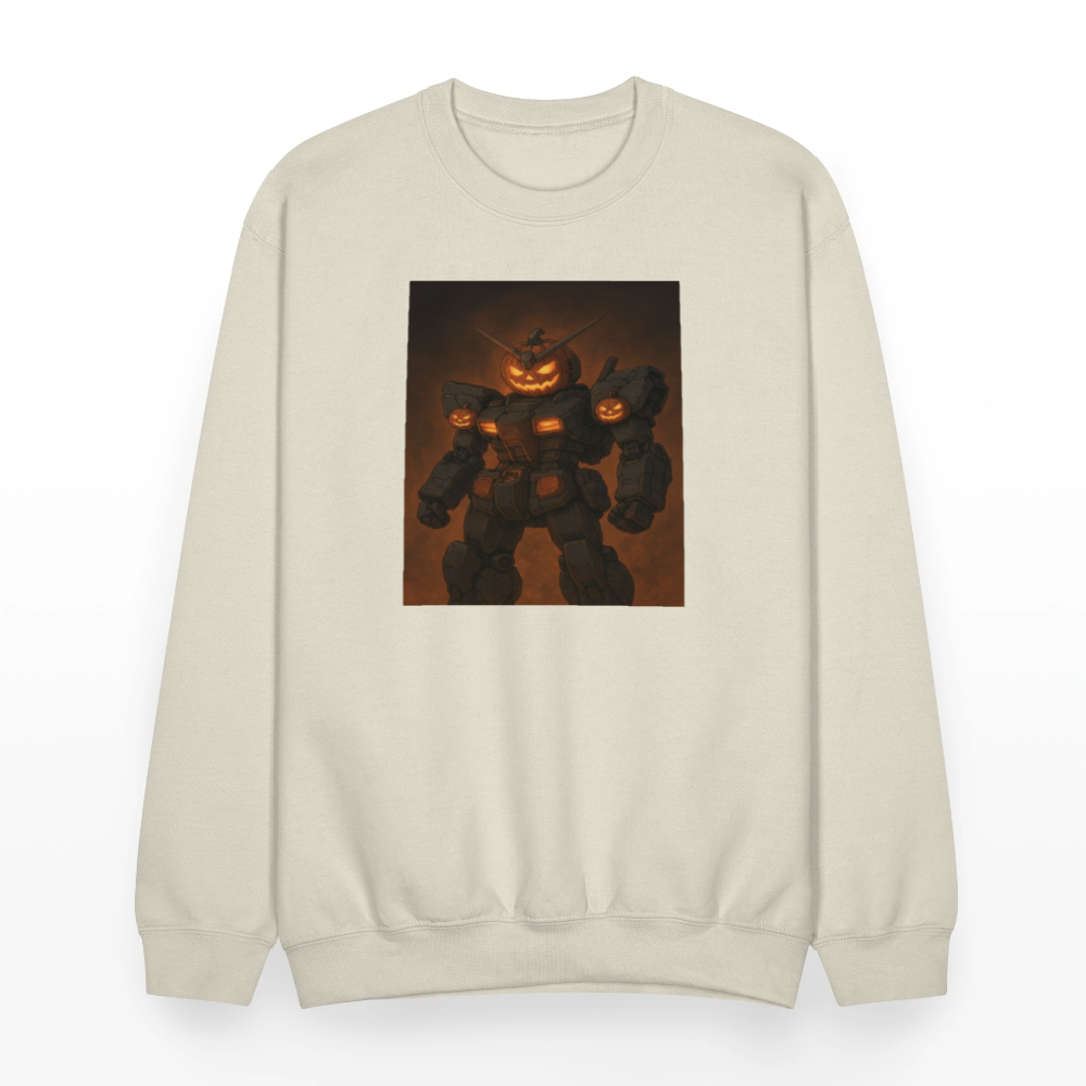 Pumpkin Mech Halloween Robot Crewneck Sweatshirt - Sand