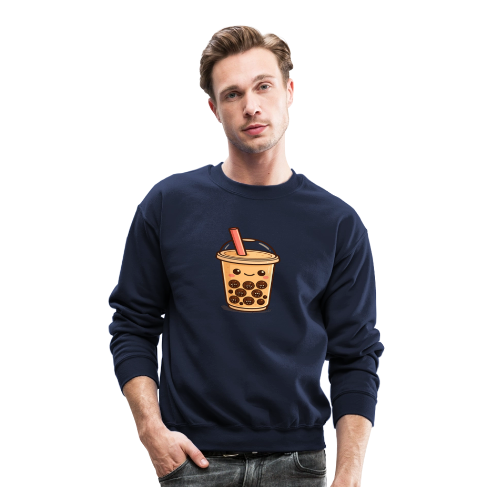 Kawaii Bubble Tea Monster Meme Crewneck Sweatshirt - navy