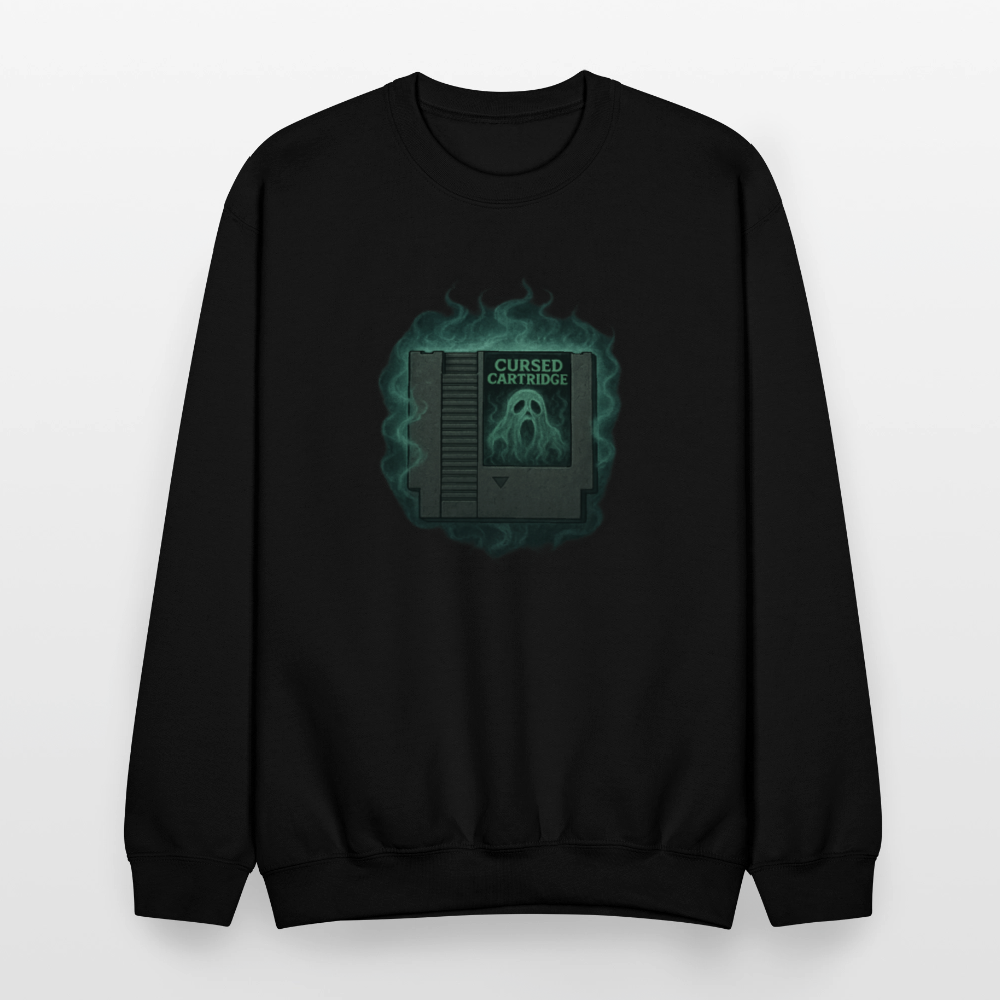 Haunted Retro Gamer Cursed Cartridge Crewneck Sweatshirt - black