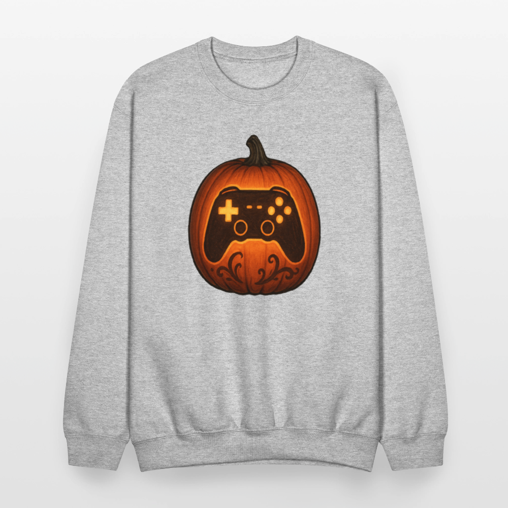 Gaming Controller Jack O Lantern Art Crewneck Sweatshirt - heather gray