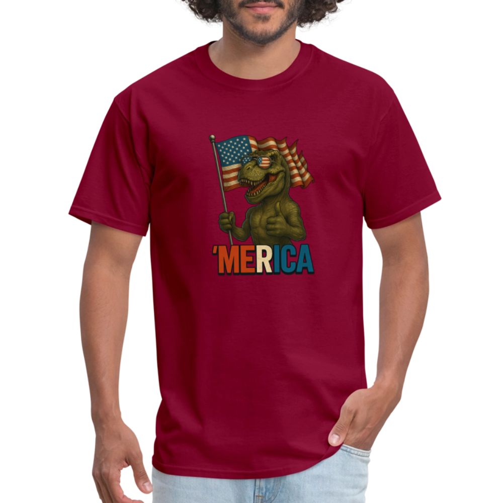 Thumbs Up Merica T Rex 4th of July Funny and Patriotic Unisex Classic T-Shirt - burgundy