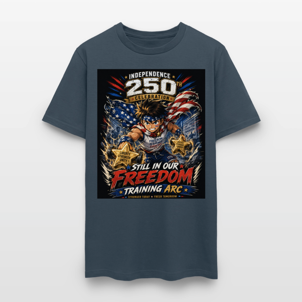 Patriotic T Shirt for July 4th Fans: Anime Hero Graphic -  blue dusk