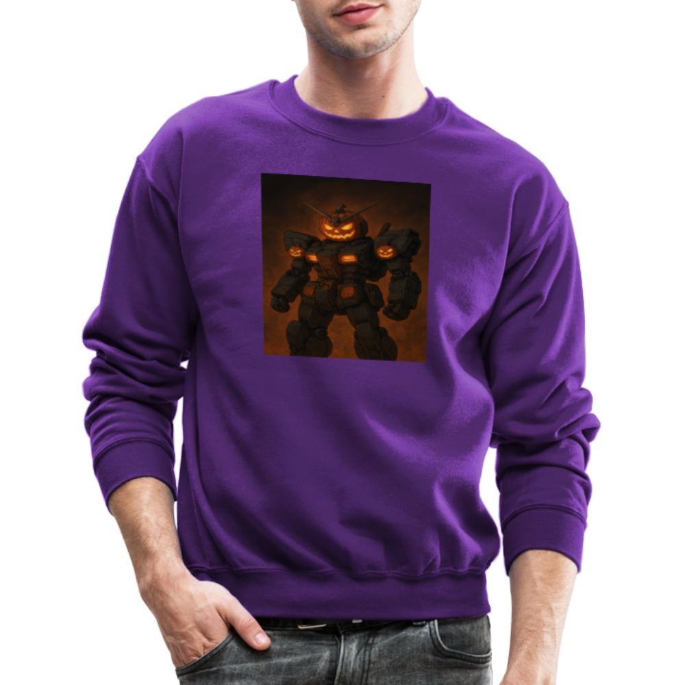 Pumpkin Mech Halloween Robot Crewneck Sweatshirt - purple