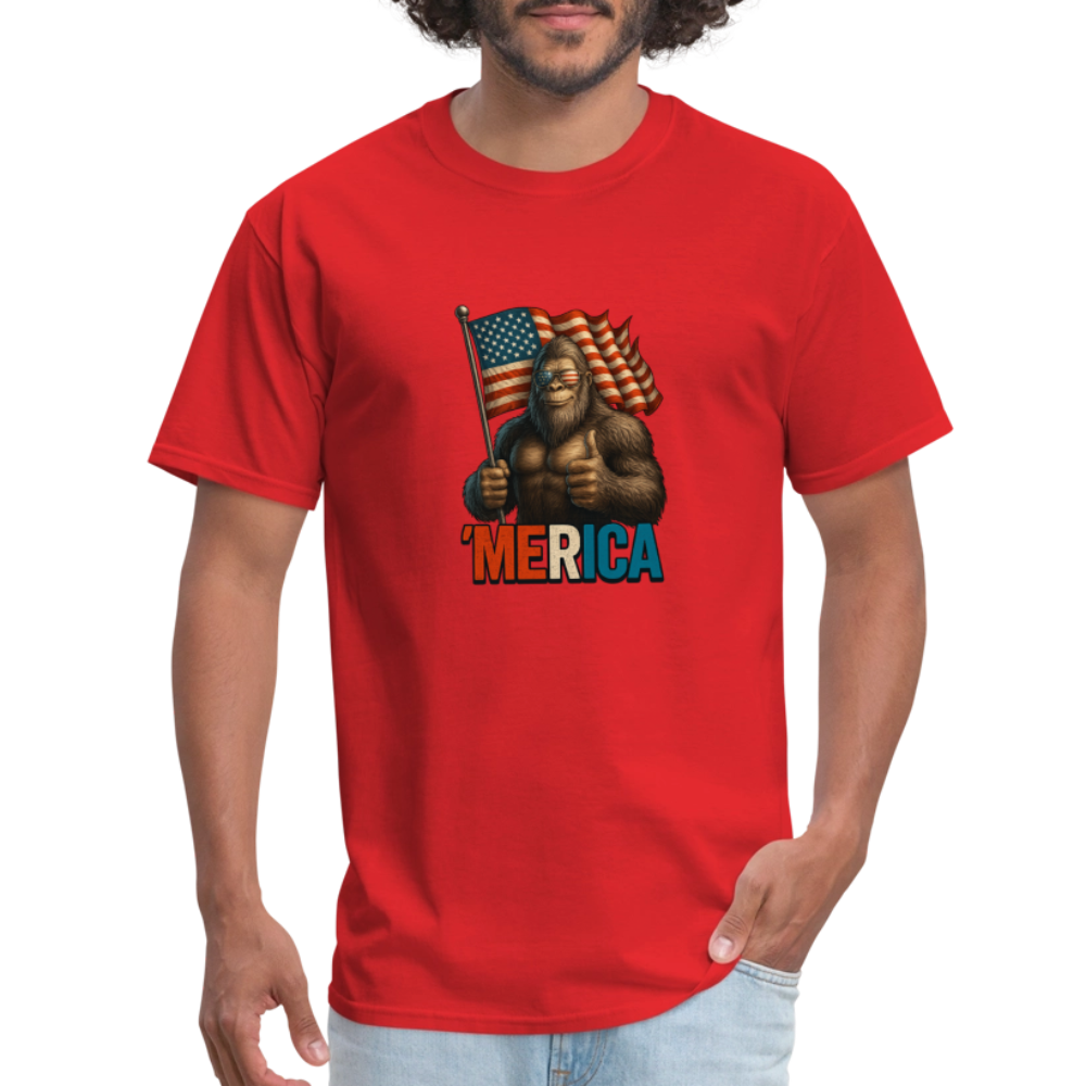 Thumbs Up Merica Big Foot 4th of July Funny and Patriotic Unisex Classic T-Shirt - red