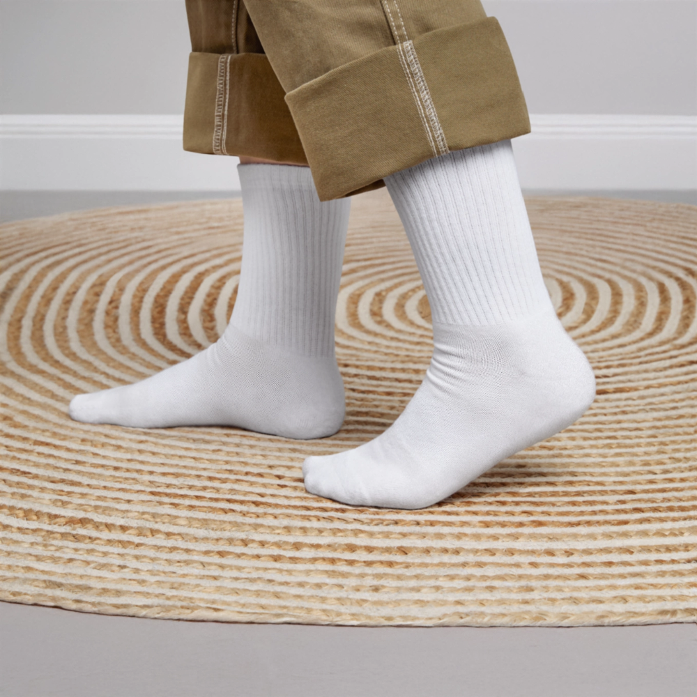 Custom Photo Crew Socks – USA-Made SOCCO Socks | Upload Your Own Image, Design, Quote or Logo | Personalized Gift Socks - white