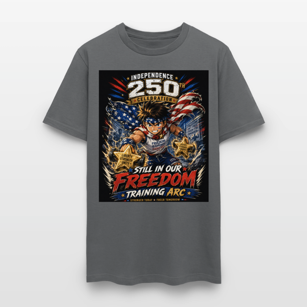 Patriotic T Shirt for July 4th Fans: Anime Hero Graphic - charcoal