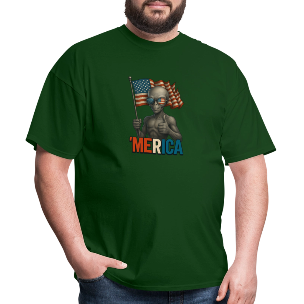 Thumbs Up Merica Alien 4th of July Funny and Patriotic Unisex Classic T-Shirt - forest green