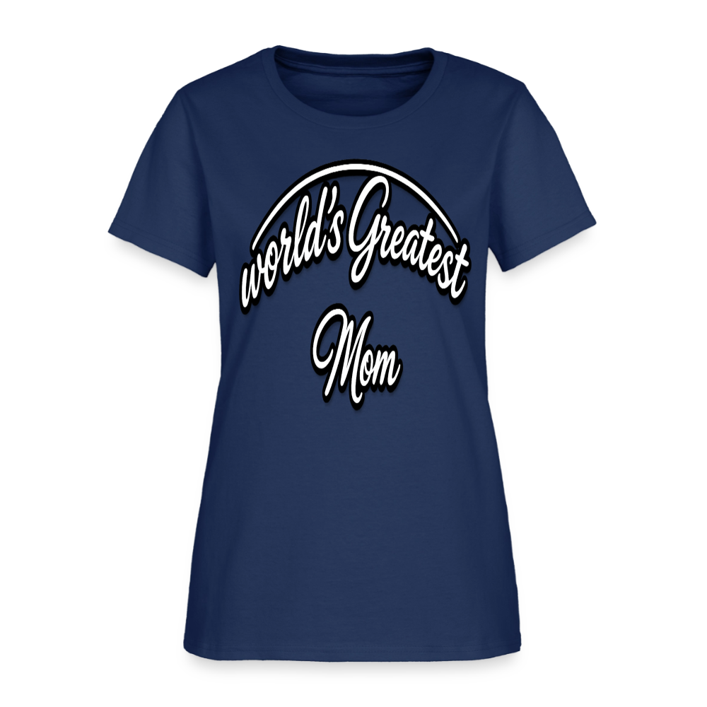 World's Greatest Mom Script Quote Women's T-Shirt -  blue dusk