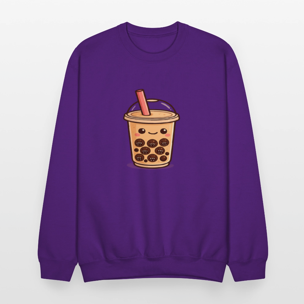 Kawaii Bubble Tea Monster Meme Crewneck Sweatshirt - purple