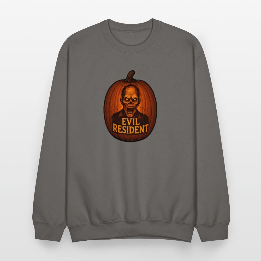 Evil Resident Zombie Pumpkin Halloween Art Crewneck Sweatshirt - asphalt gray