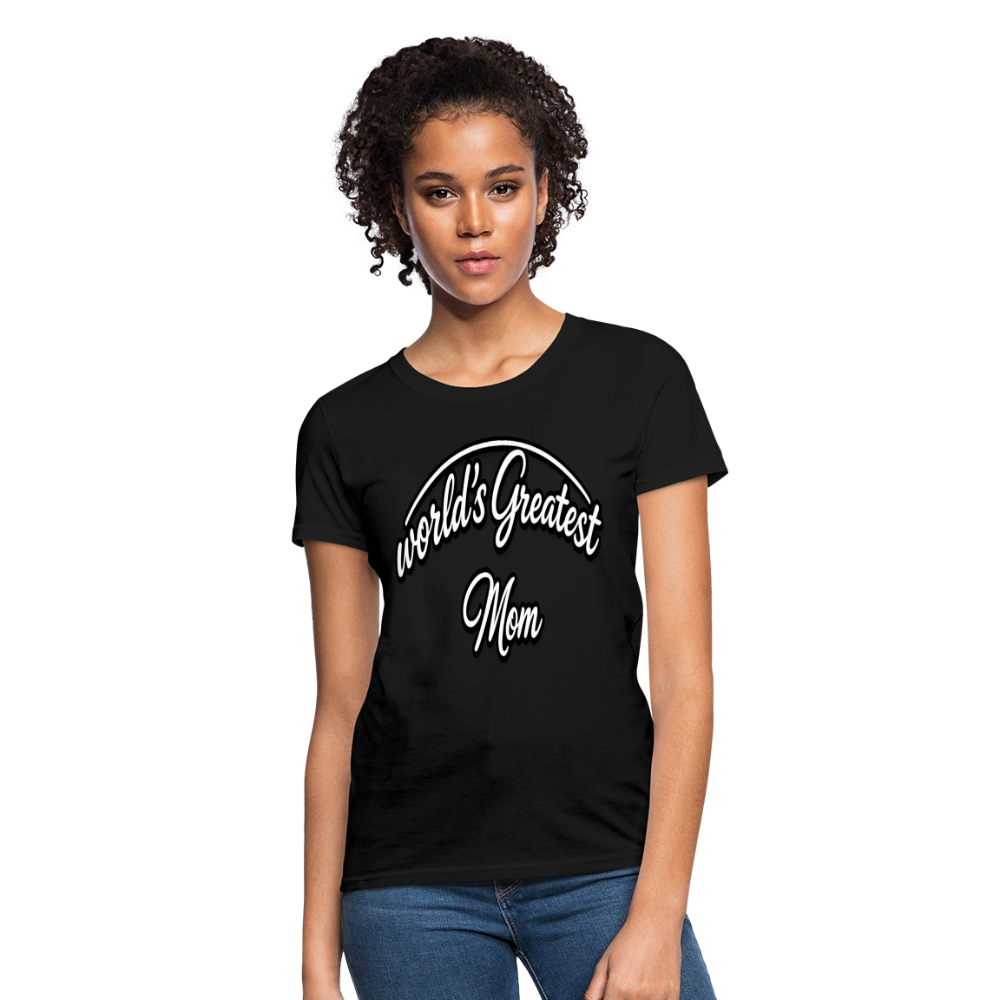 World's Greatest Mom Script Quote Women's T-Shirt - black