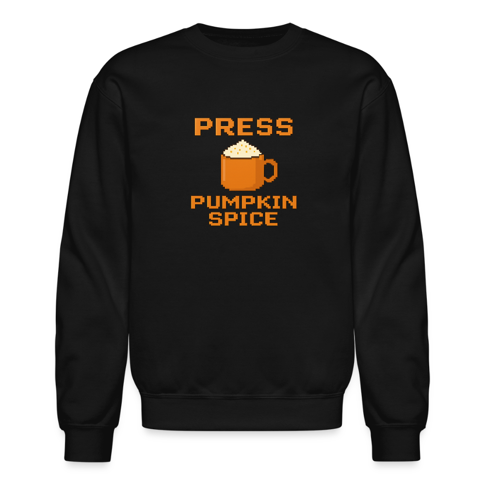 Press Pumpkin Spice Funny Gamer Meme Crewneck Sweatshirt - black