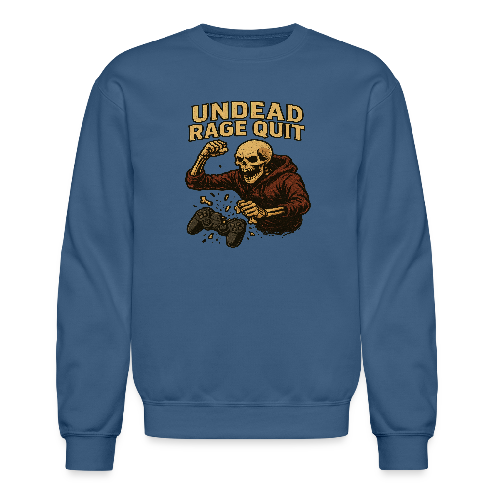 Undead Rage Quit Gamer Meme Crewneck Sweatshirt - indigo blue