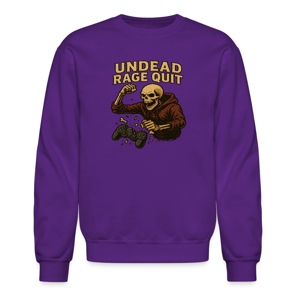 Undead Rage Quit Gamer Meme Crewneck Sweatshirt - purple