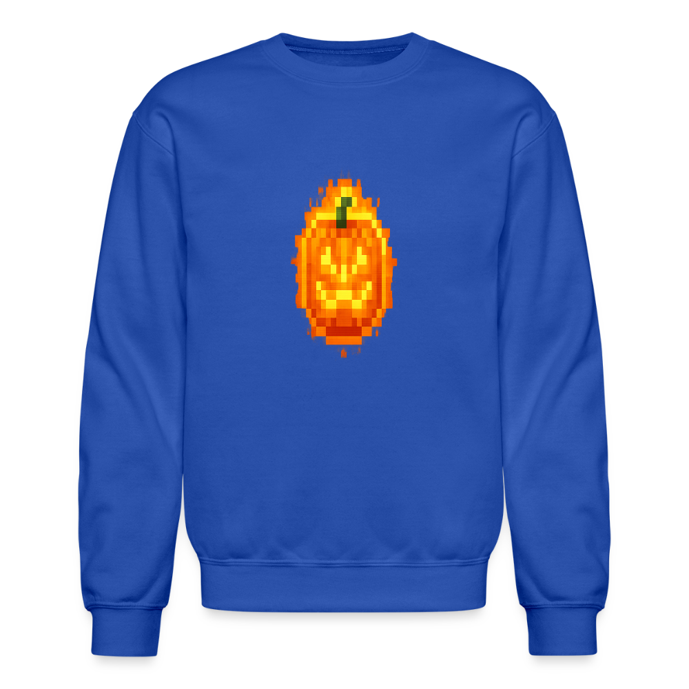 Pixel Pumpkin Power Up Halloween Retro 8 Bit Gamer Crewneck Sweatshirt - royal blue